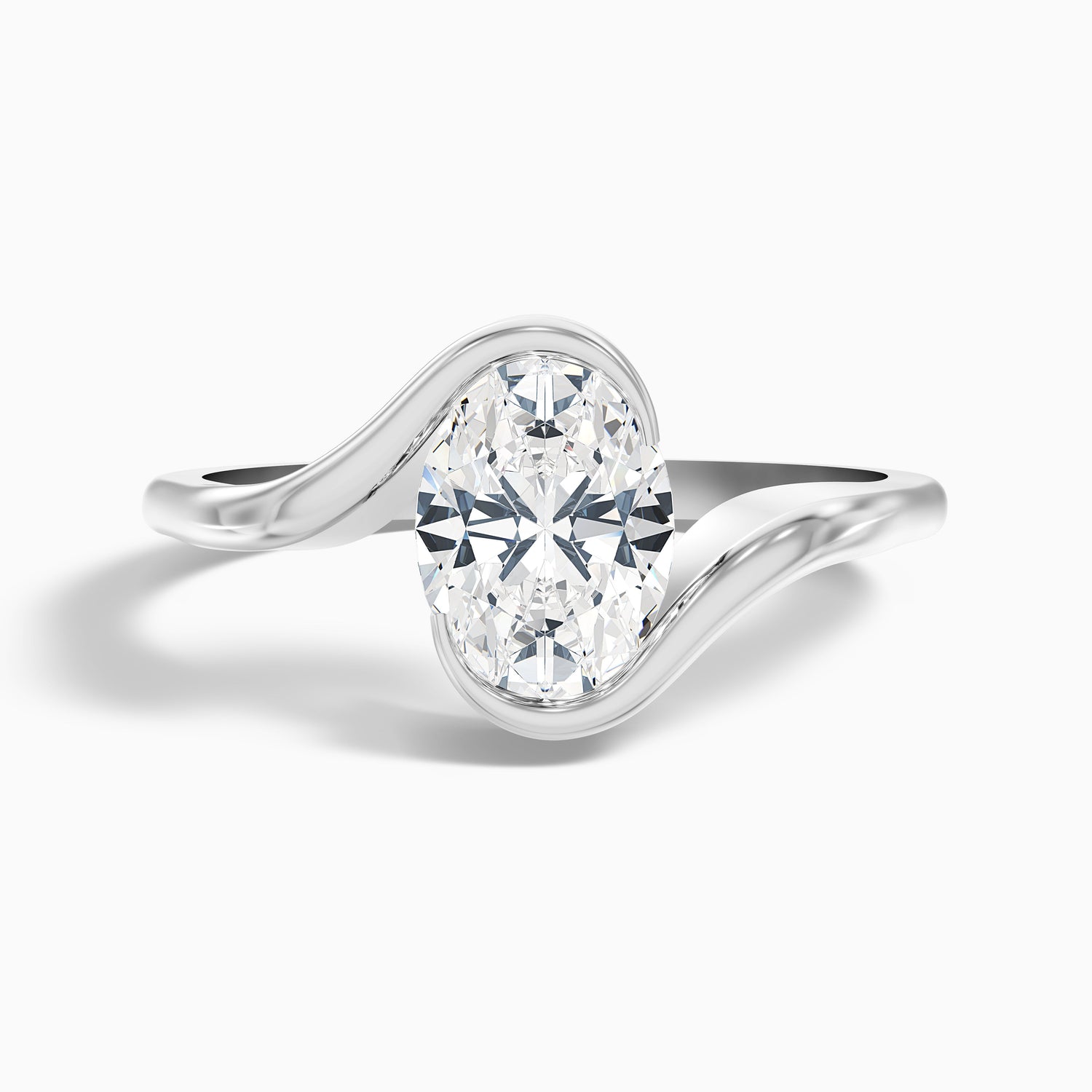 Elise 5 Carat Oval Cut Bypass Style Moissanite Diamond Ring in Platinum