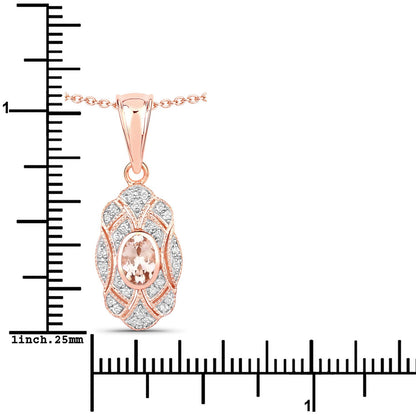 0.52 Carat Genuine Morganite and White Topaz .925 Sterling Silver Pendant by Bids.com