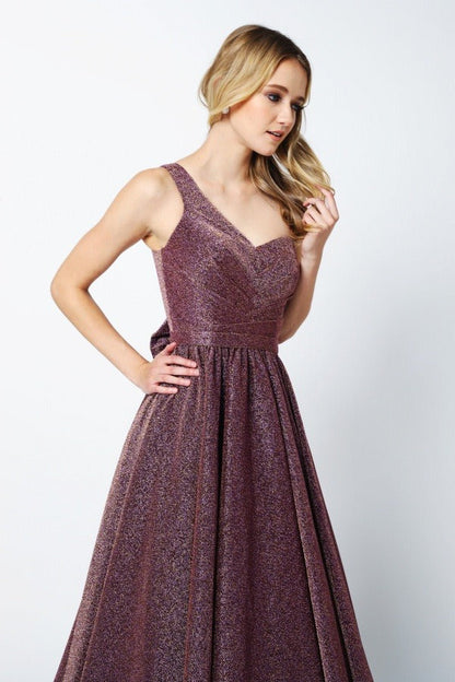 Juliet 205 Long One Shoulder Sleeveless Glitter Gown by DiscountDressShop