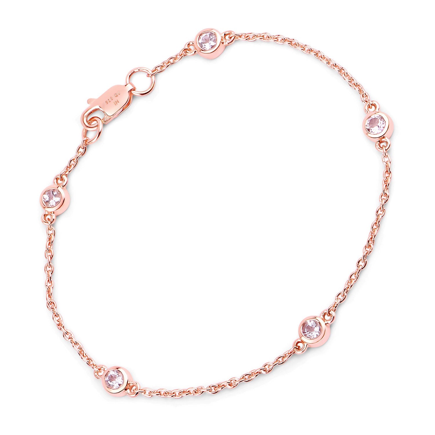 0.45 Carat Genuine Morganite .925 Sterling Silver Bracelet by Bids.com