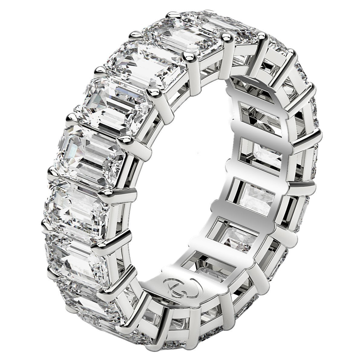 Emerald Cut Lab Grown Diamond Eternity Ring in 14k White Gold (8 cttw FG/VS2) by Bids.com