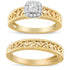 14K Yellow Gold Plated .925 Sterling Silver 1/5 Cttw Diamond Halo and Milgrain Finish Engagement Ring Bridal Set (I-J Color I3 Clarity) - Size 7 by Bids.com