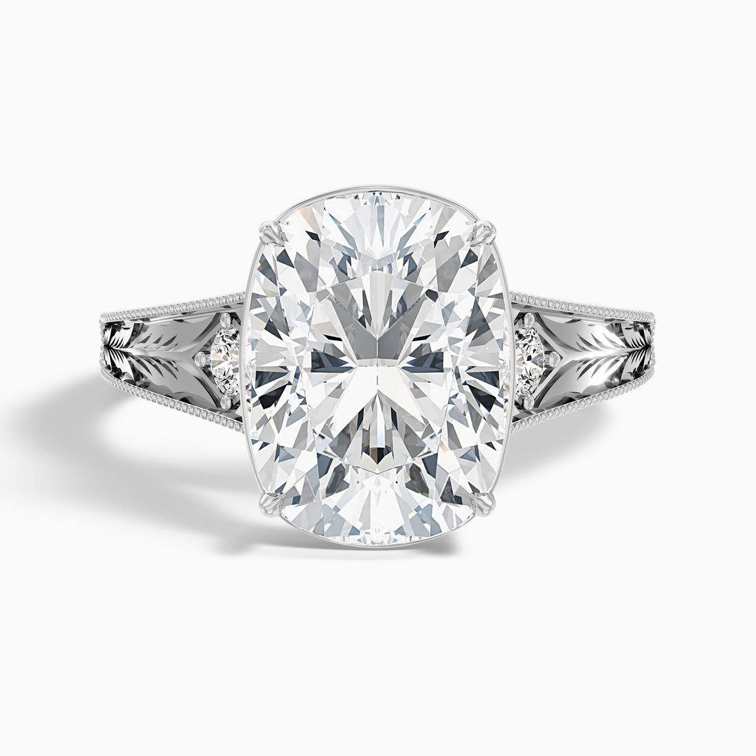 Taylor 4 Carat Elongated Cushion Cut Moissanite Diamond Ring in 18k White Gold  DestGlow