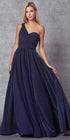 Juliet 205 Long One Shoulder Sleeveless Glitter Gown by DiscountDressShop