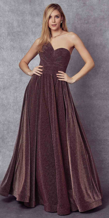 Juliet 205 Long One Shoulder Sleeveless Glitter Gown by DiscountDressShop
