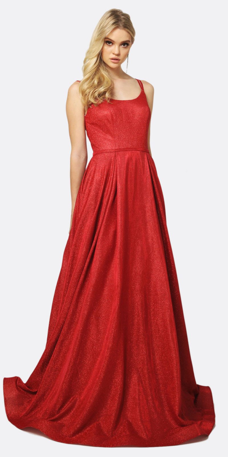 Juliet 206 Long A-Line Glitter Gown Side Pockets by DiscountDressShop