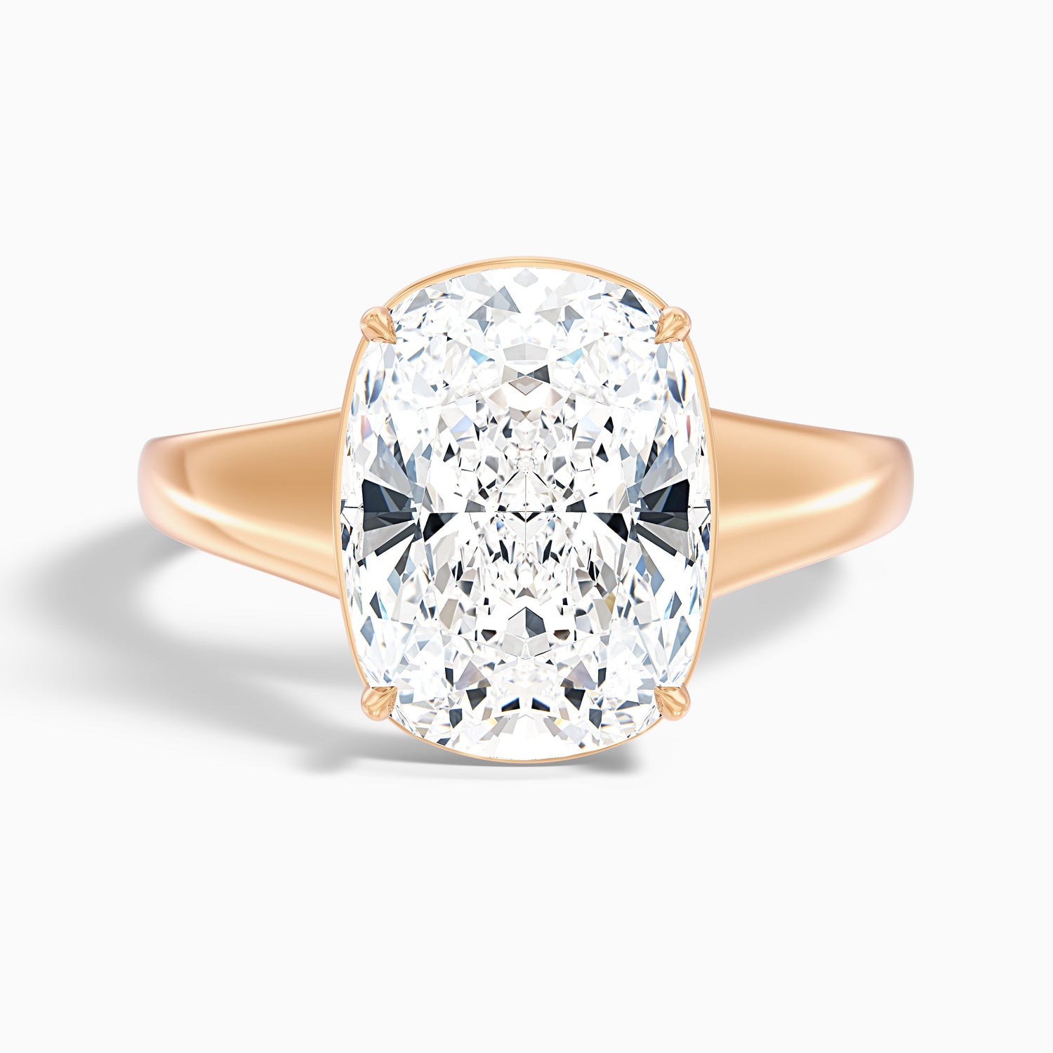 Edie 5 Carat Elongated Cushion Old Mine Thick Band Moissanite Diamond Ring in 10k Yellow Gold