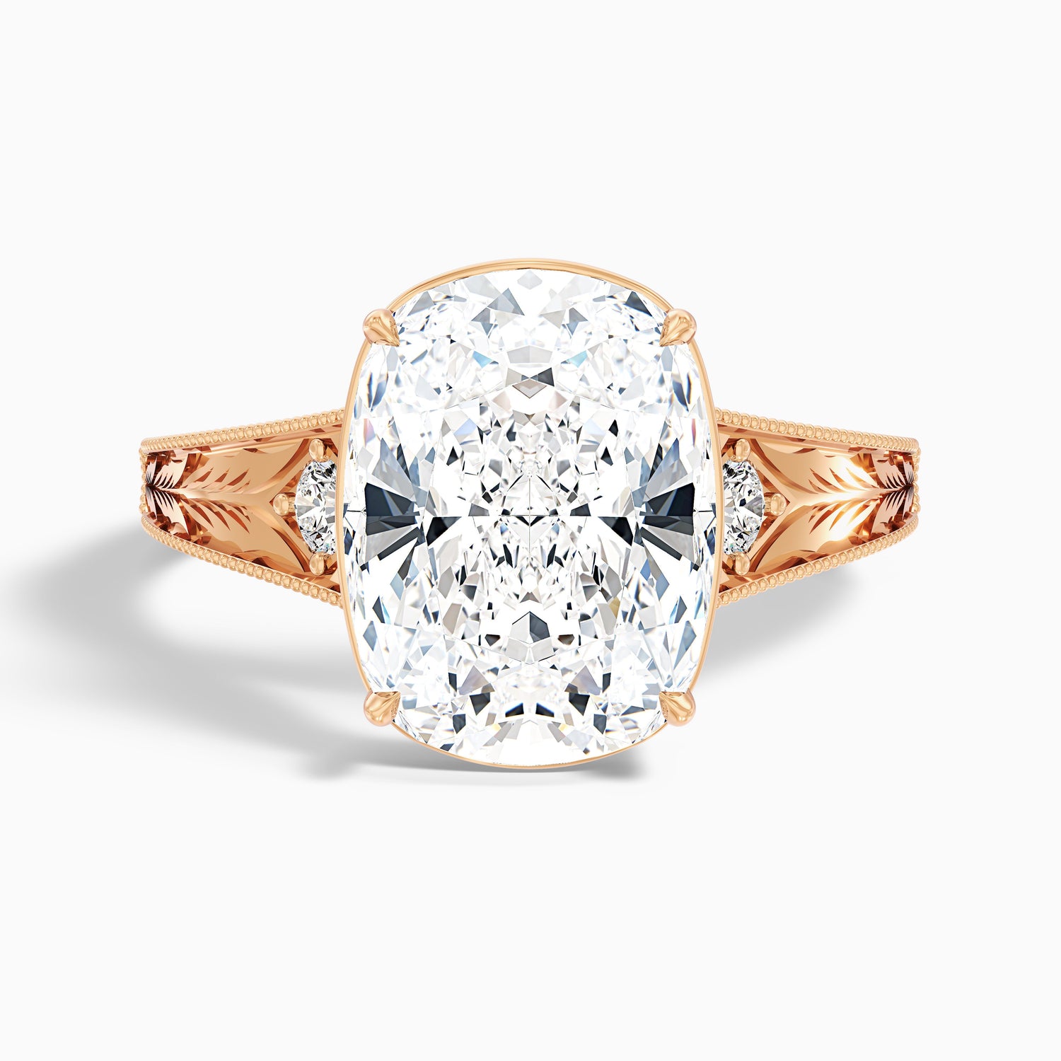 Taylor 2 Carat Elongated Old Mine Cushion Cut Moissanite Diamond Ring in 10k Rose Gold