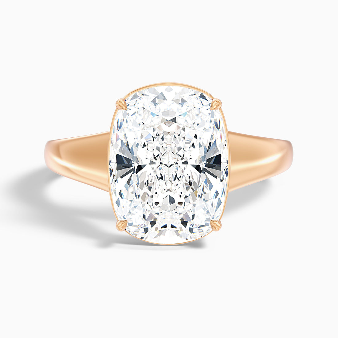 Noele 4 Carat Elongated Cushion Old Mine Cut Thick Band Lab Grown Diamond Ring in 18k Rose Gold  DestGlow