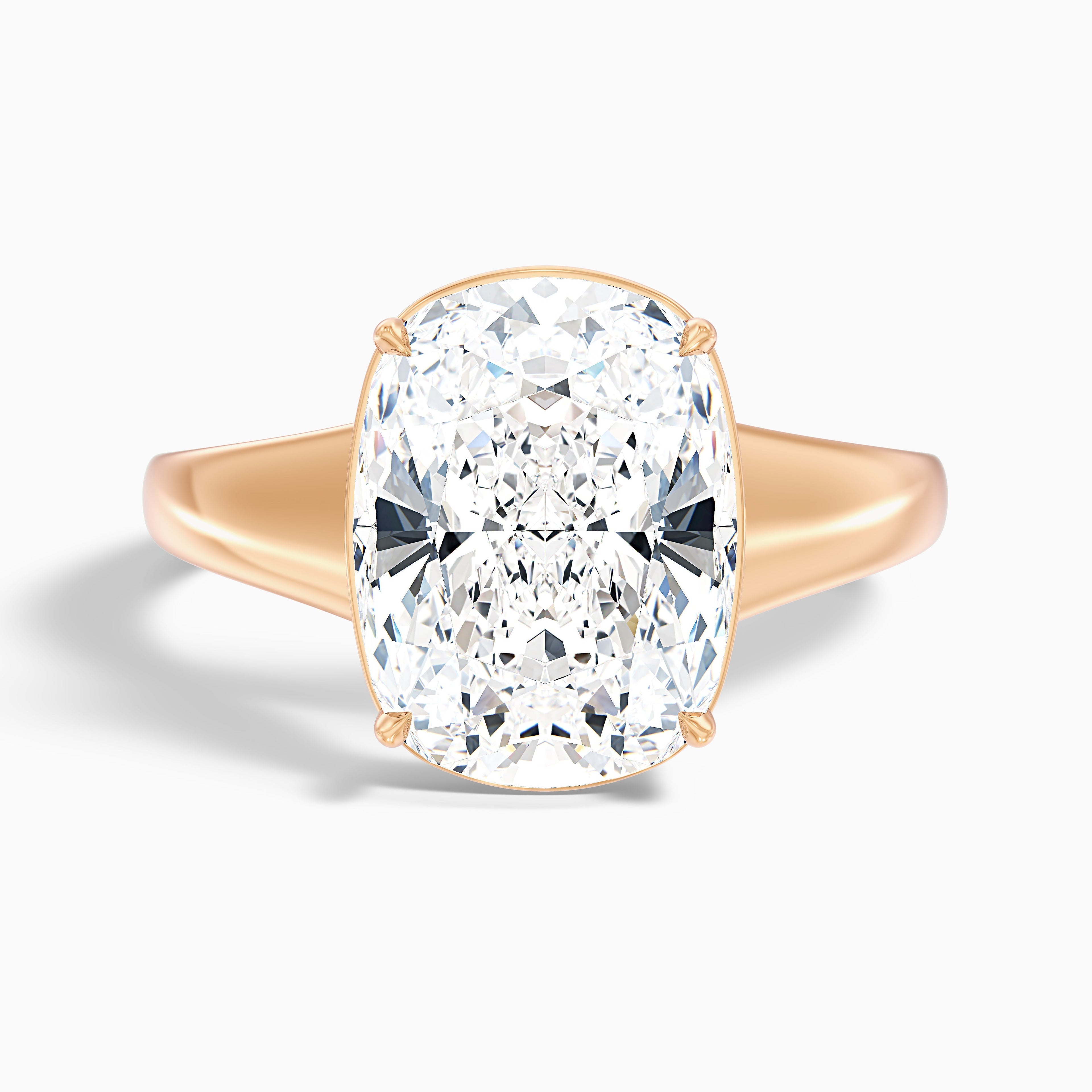Edie 4 Carat Elongated Cushion Old Mine Thick Band Moissanite Diamond Ring in 10k Yellow Gold
