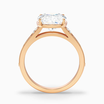 Taylor 4.5 Carat Elongated Old Mine Cushion Cut Moissanite Diamond Ring in 10k Rose Gold