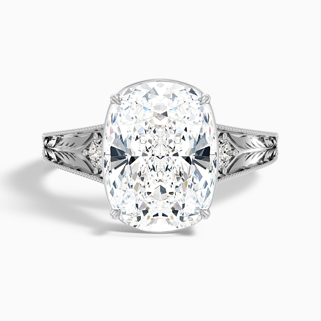 Taylor 3 Carat Elongated Old Mine Cushion Cut Lab Grown Diamond Ring in 14k White Gold  DestGlow