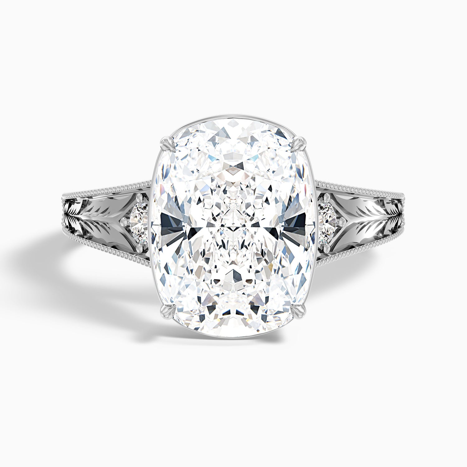 Taylor 2 Carat Elongated Old Mine Cushion Cut Moissanite Diamond Ring in 18k Yellow Gold