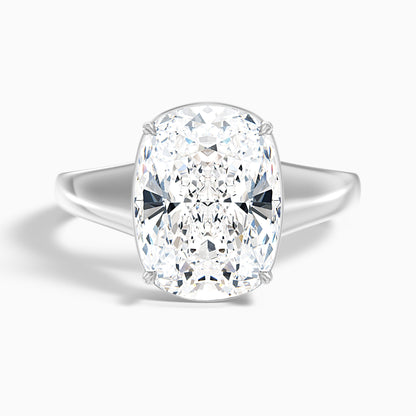 Noele 4.5 Carat Elongated Cushion Old Mine Cut Thick Band Lab Grown Diamond Ring in 14k Yellow Gold