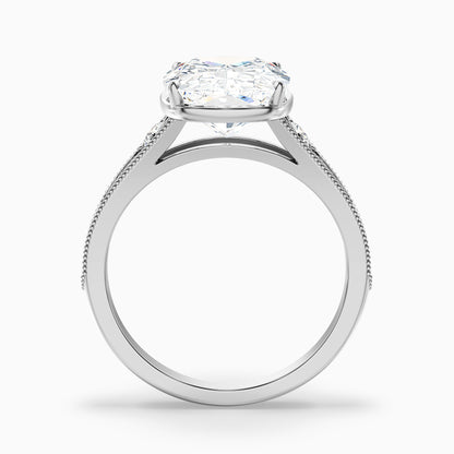 Taylor 5.5 Carat Elongated Old Mine Cushion Cut Moissanite Diamond Ring in 18k White Gold