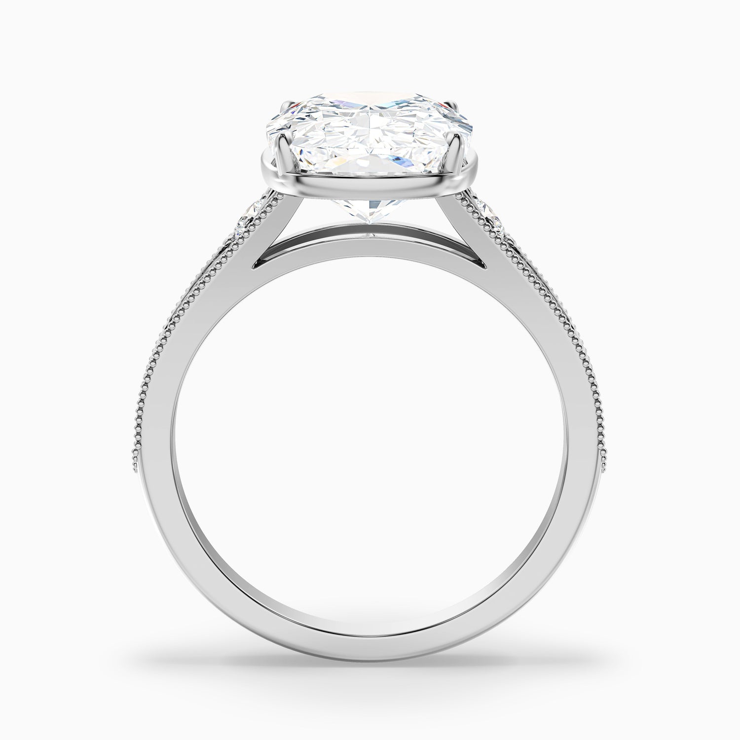 Taylor 4 Carat Elongated Old Mine Cushion Cut Moissanite Diamond Ring in 14k White Gold