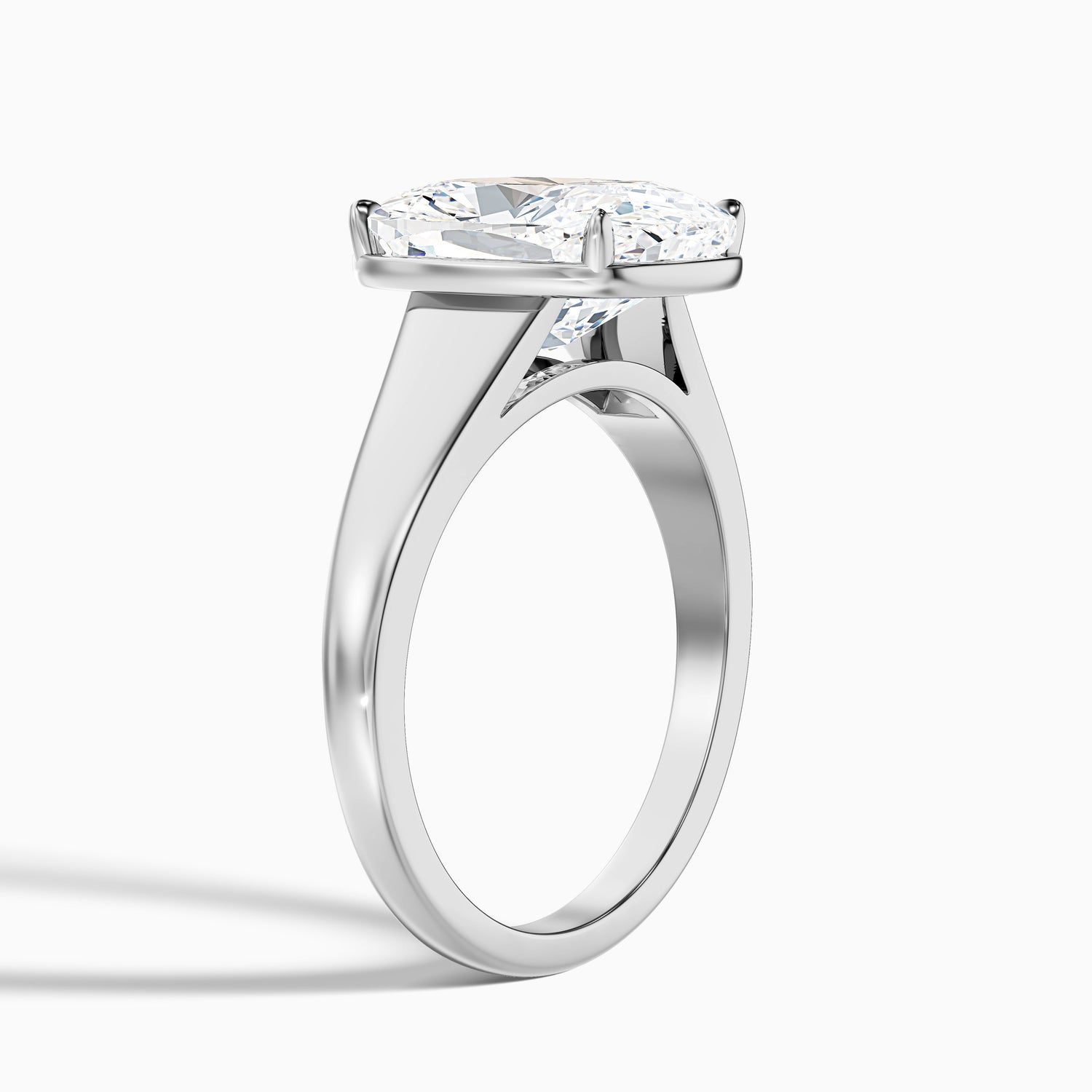 Edie 1 Carat Elongated Cushion Old Mine Thick Band Moissanite Diamond Ring in 14k White Gold
