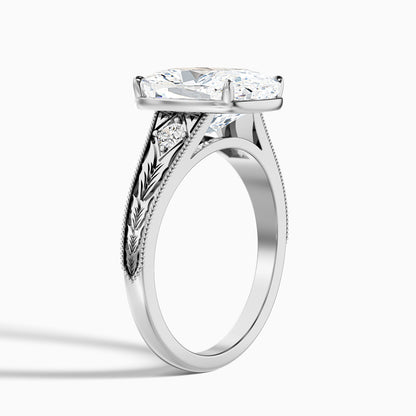 Taylor 3 Carat Elongated Old Mine Cushion Cut Moissanite Diamond Ring in 18k Rose Gold