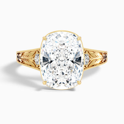 Taylor 1.5 Carat Elongated Old Mine Cushion Cut Moissanite Diamond Ring in 18k Yellow Gold