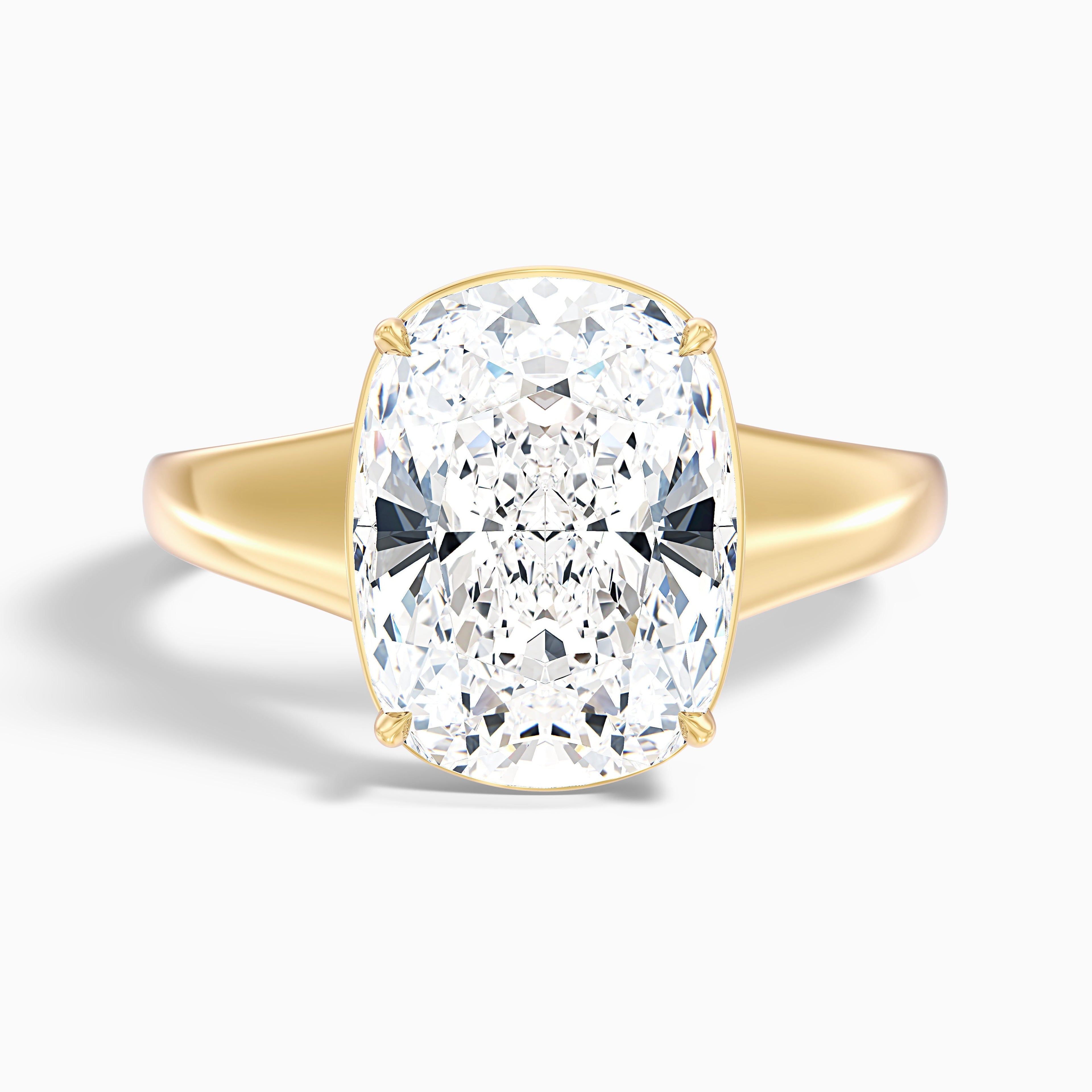 Edie 5.5 Carat Elongated Cushion Old Mine Thick Band Moissanite Diamond Ring in 10k Yellow Gold