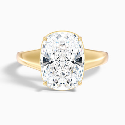 Edie 5 Carat Elongated Cushion Old Mine Thick Band Moissanite Diamond Ring in 14k White Gold