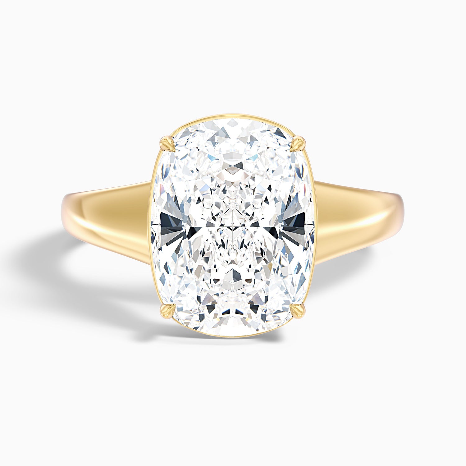 Edie 1 Carat Elongated Cushion Old Mine Thick Band Moissanite Diamond Ring in 14k White Gold