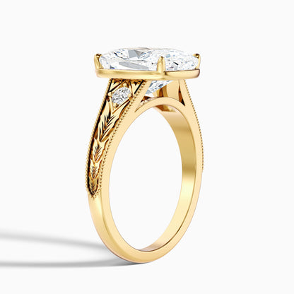 Taylor 1 Carat Elongated Old Mine Cushion Cut Moissanite Diamond Ring in 18k Yellow Gold