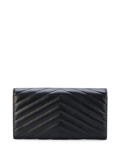 Saint Laurent Women Cassandre Matelassé Large Flap Wallet In Grain De Poudre Leather by Luosophy