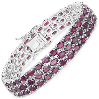 30.80 Carat Genuine Rhodolite .925 Sterling Silver Bracelet  DestGlow