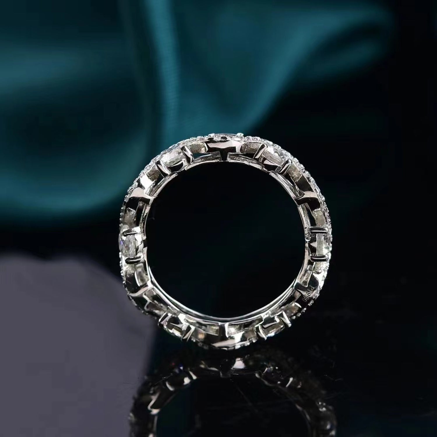 Sparkala™ Eternity Platinum Over Pure Sterling Silver Ring by Sparkala
