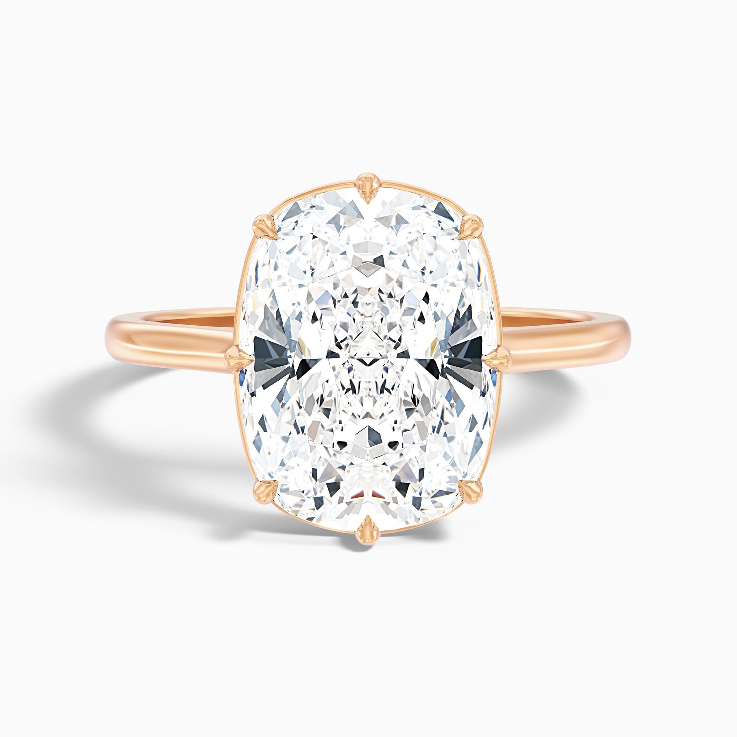 Verne 3.5 Carat 8 Prong Elongated Cushion Old Mine Cut Lab Grown Diamond Ring in 18k Yellow Gold