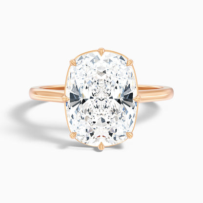 Dora 5.5 Carat 8 Prong Elongated Cushion Old Mine Cut Moissanite Diamond Ring in 18k White Gold