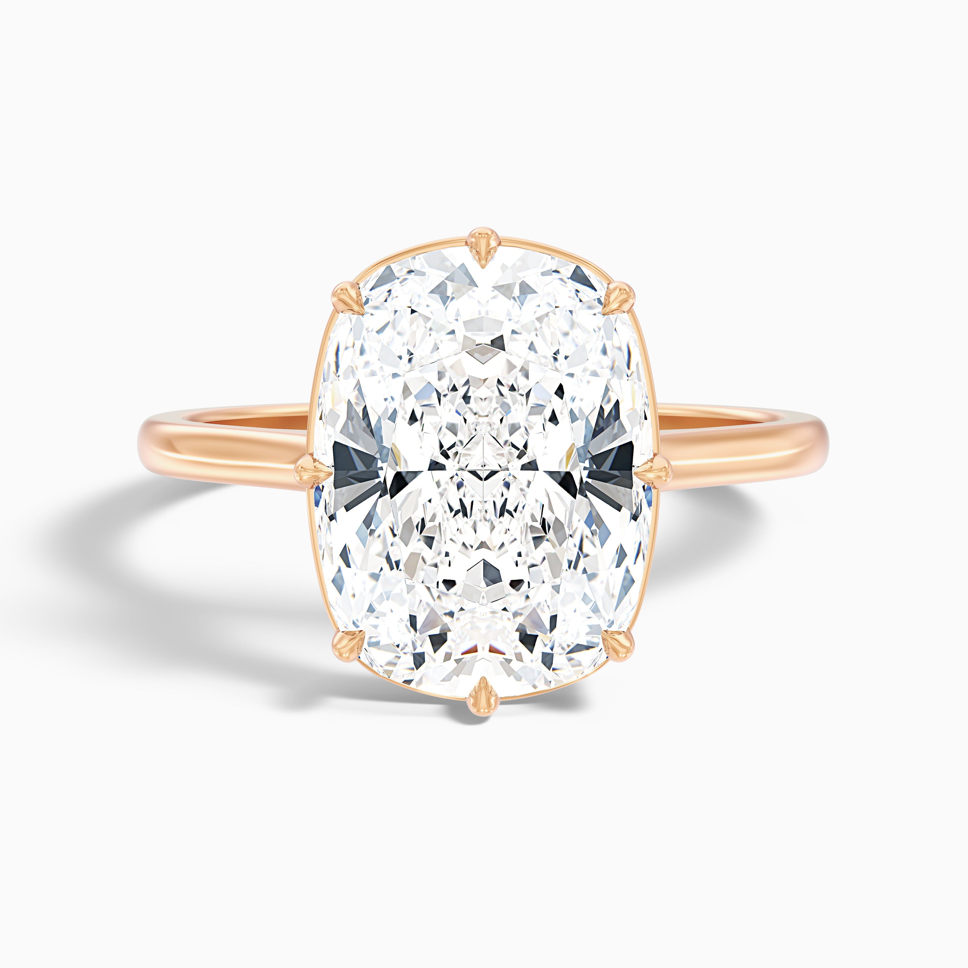 Dora 3.5 Carat 8 Prong Elongated Cushion Old Mine Cut Moissanite Diamond Ring in 18k Yellow Gold