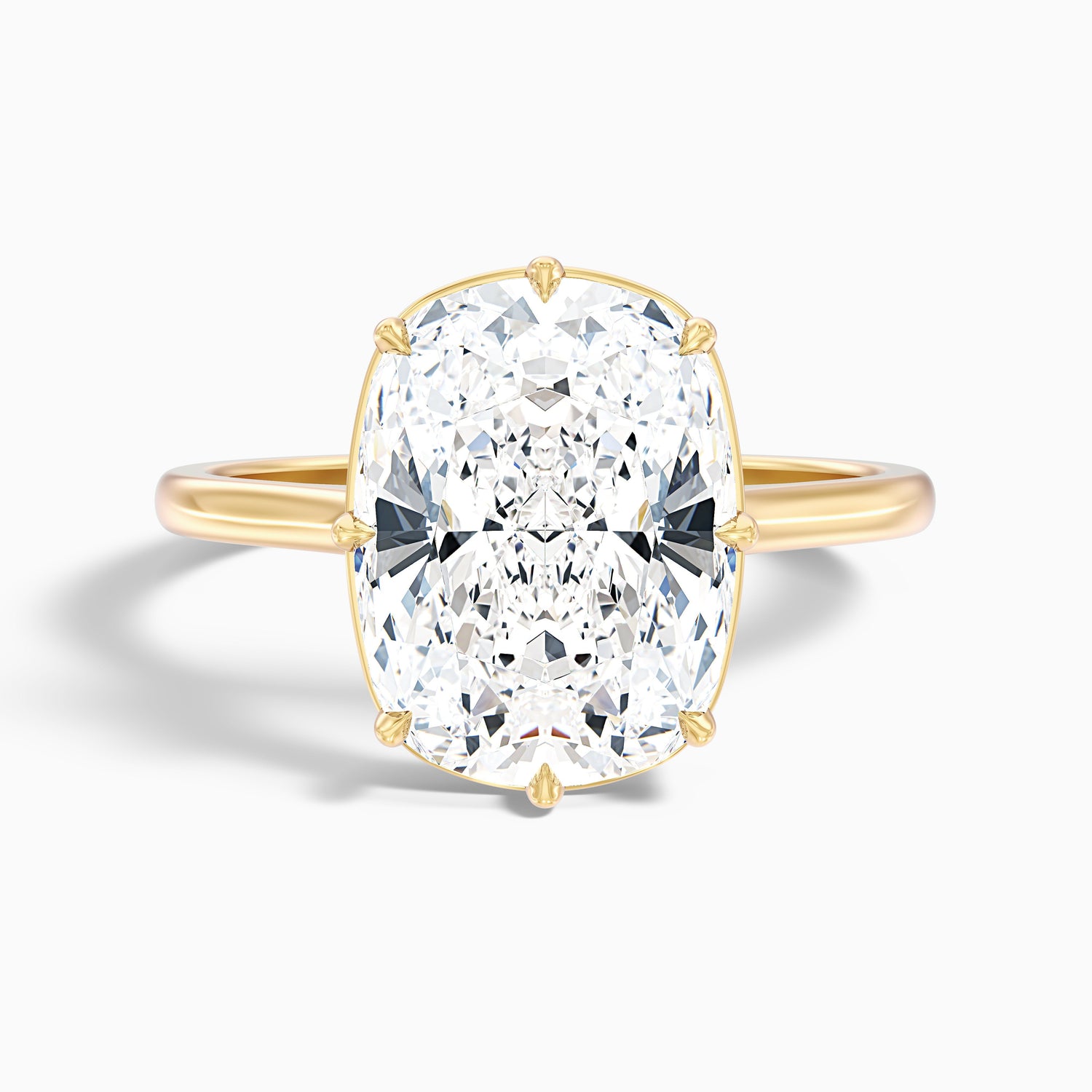 Verne 4.5 Carat 8 Prong Elongated Cushion Old Mine Cut Lab Grown Diamond Ring in 10k Yellow Gold