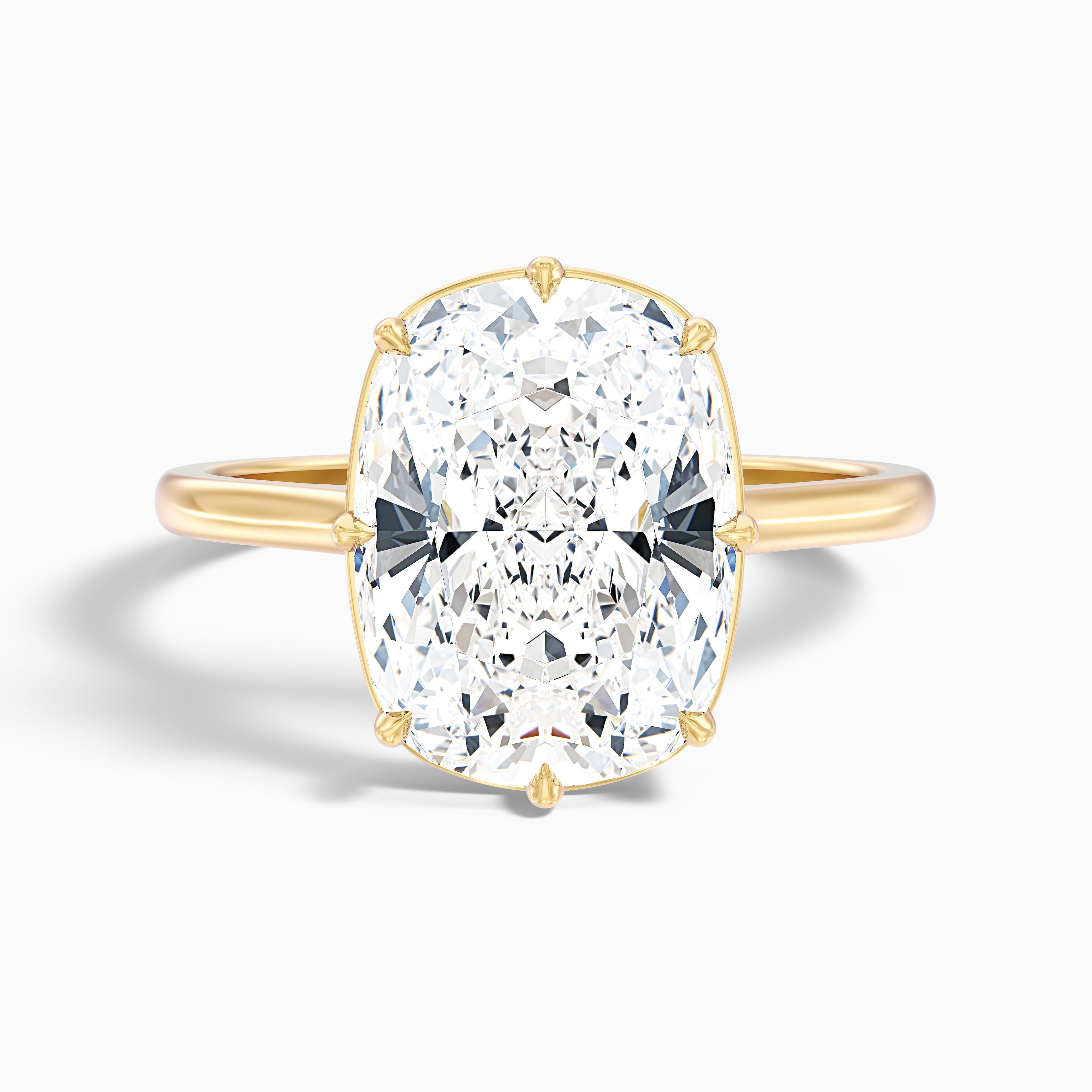 Dora 3.5 Carat 8 Prong Elongated Cushion Old Mine Cut Moissanite Diamond Ring in 18k Rose Gold
