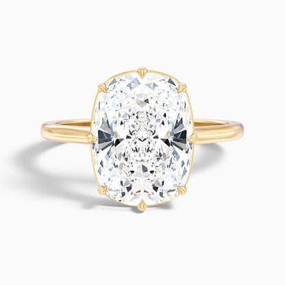 Dora 1.5 Carat 8 Prong Elongated Cushion Old Mine Cut Moissanite Diamond Ring in 18k Yellow Gold
