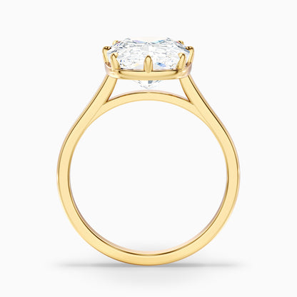 Dora 4.5 Carat 8 Prong Elongated Cushion Old Mine Cut Moissanite Diamond Ring in 10k Yellow Gold