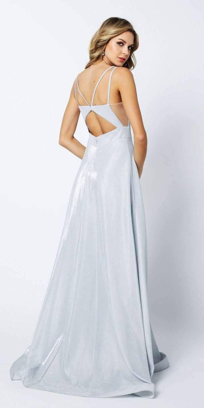 Juliet 208 Cut-Out Strappy Back Glitter Long Dress by DiscountDressShop