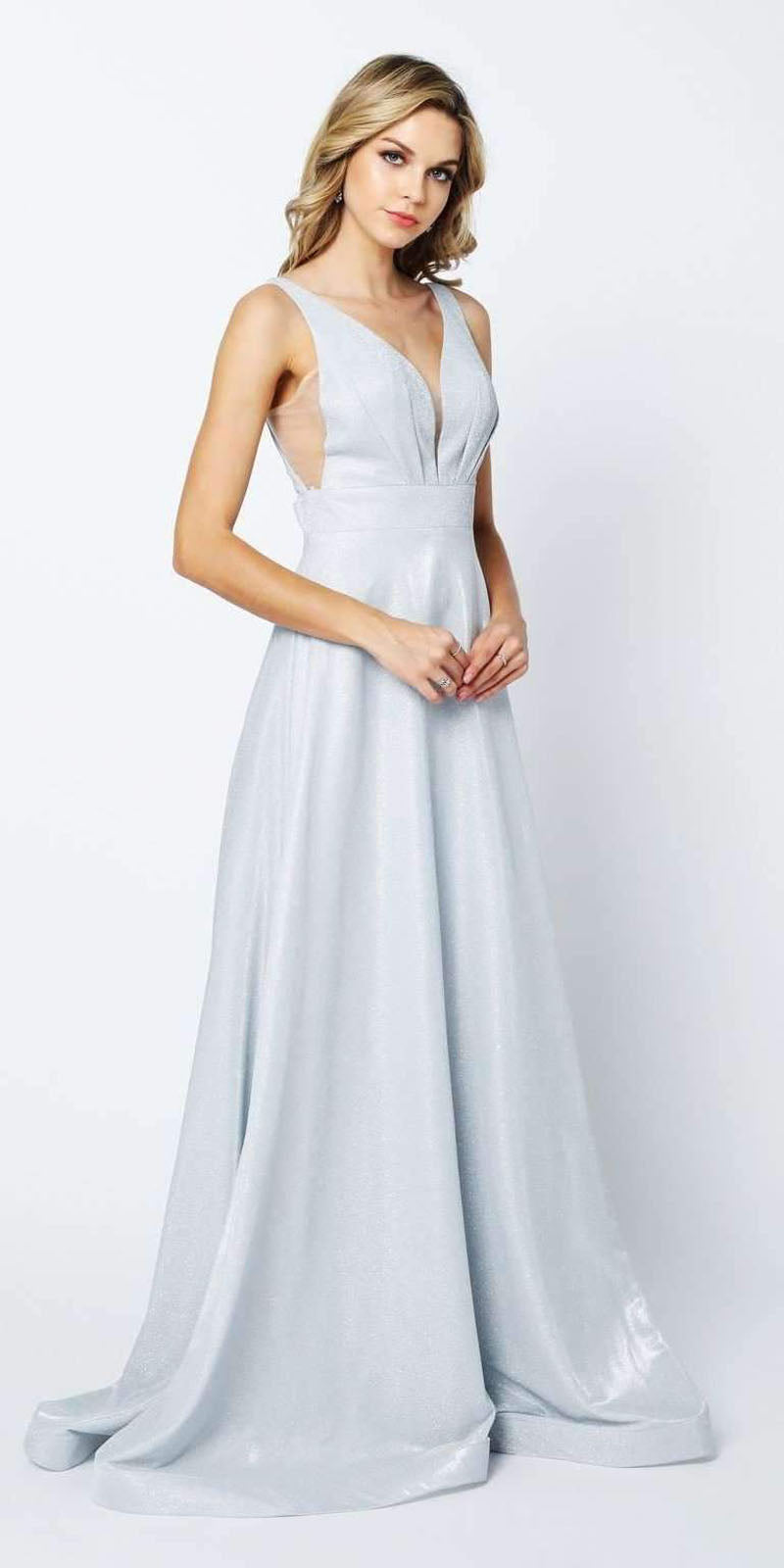 Juliet 208 Cut-Out Strappy Back Glitter Long Dress by DiscountDressShop