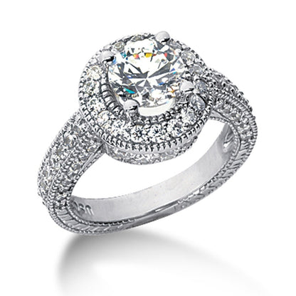14k White gold Vintage Halo Diamond Semi-Mount by Bids.com