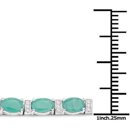 10.47 Carat Genuine Emerald and White Topaz .925 Sterling Silver Bracelet  DestGlow