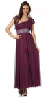 CLEARANCE - Celavie 2095L Dinner Party Long Plum One Shoulder Dress Chiffon (Size XL) by DiscountDressShop