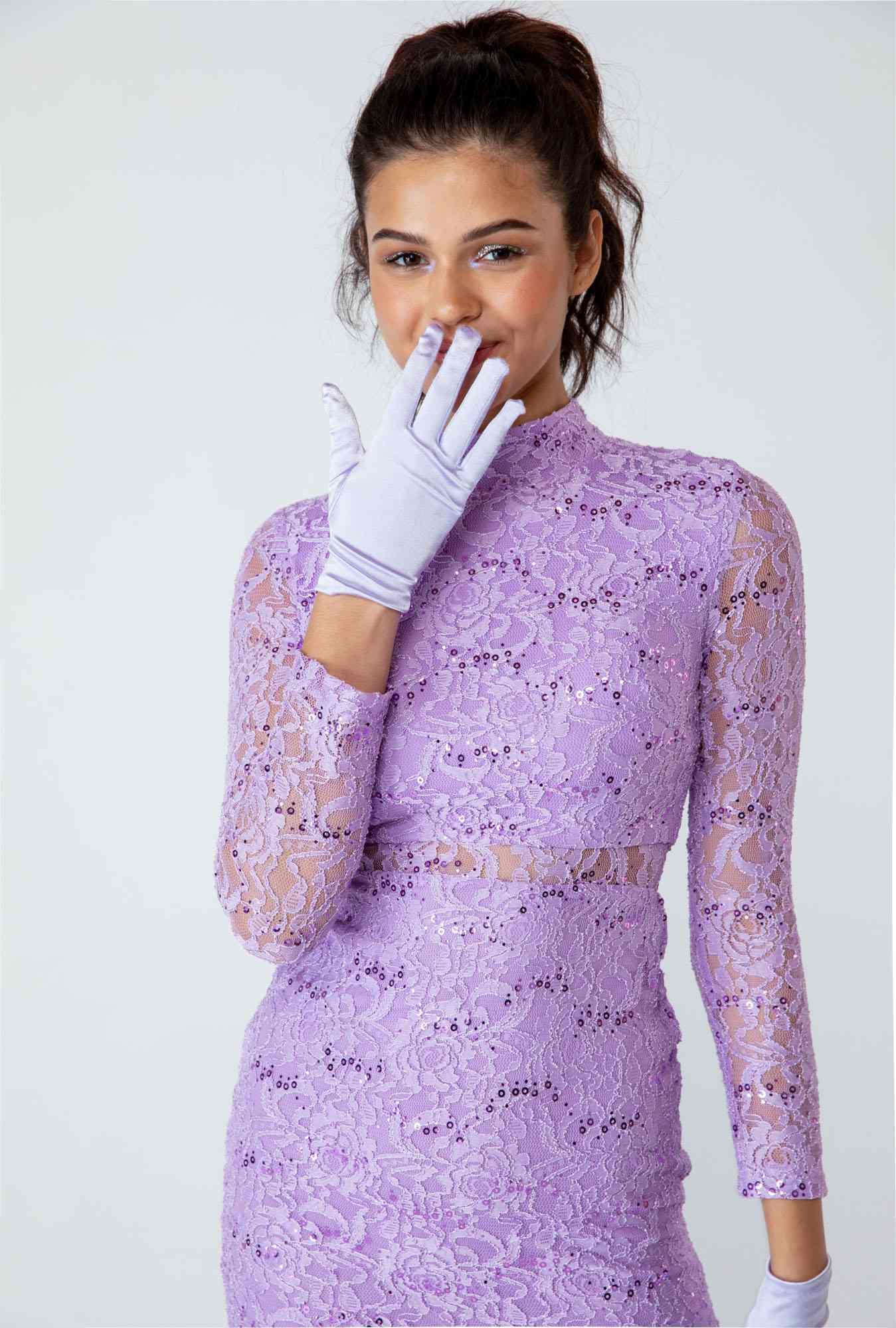 CLEARANCE - Eureka 2095 Long Sleeve Lace Dress Mock 2-Piece High Neck (Size Small) by DiscountDressShop
