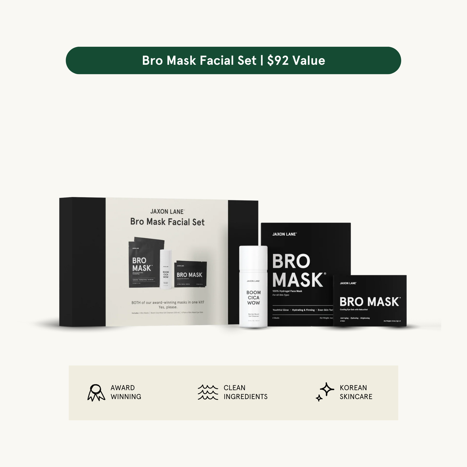Bro Mask Facial Set - Ready, Set, Glow Gift Box by JAXON LANE