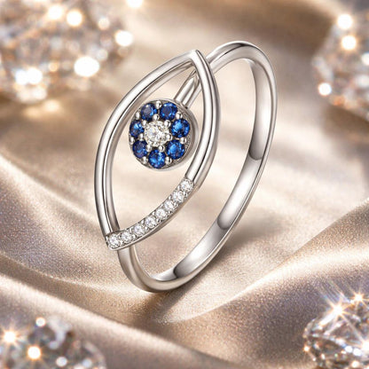 925 Sterling Silver Oxidized Ring with Pavé Setting CZ, 0.9*1.6 cm for Women  DestGlow