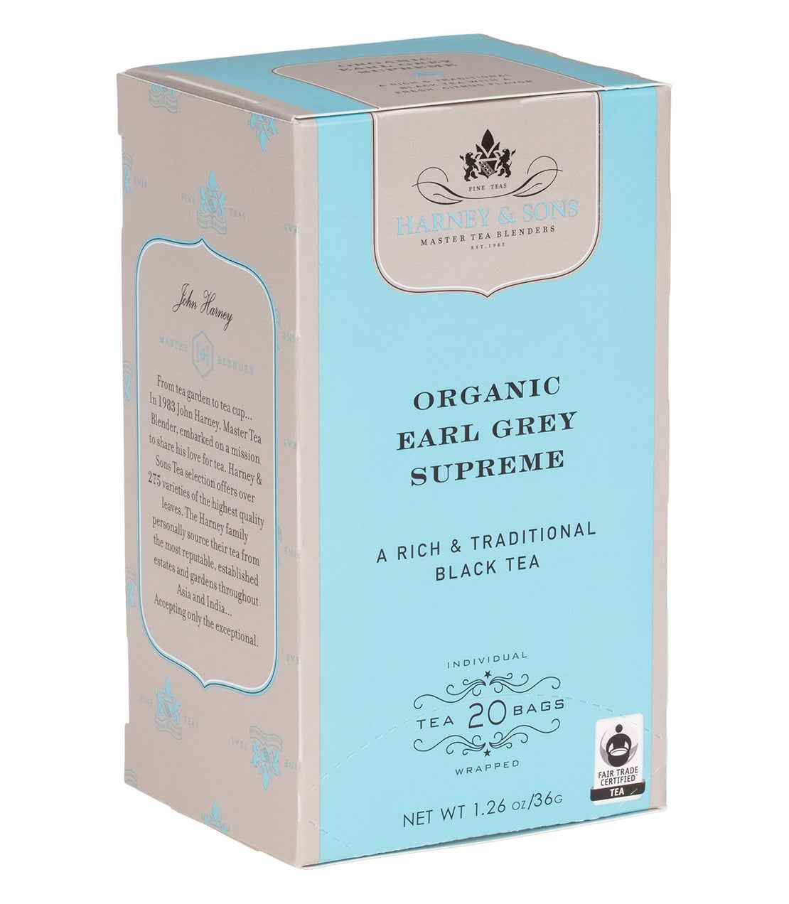 Organic Earl Grey Supreme, Box of 20 Premium Teabags
