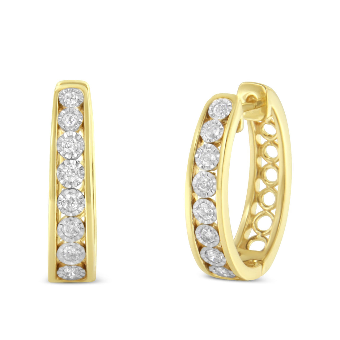10KT Yellow and White Gold Diamond Hoop Earring (1/2 cttw, J-K Color, I2-I3 Clarity) by Bids.com
