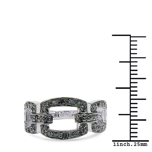 0.36 Carat Genuine Blue Diamond .925 Sterling Silver Ring by Bids.com