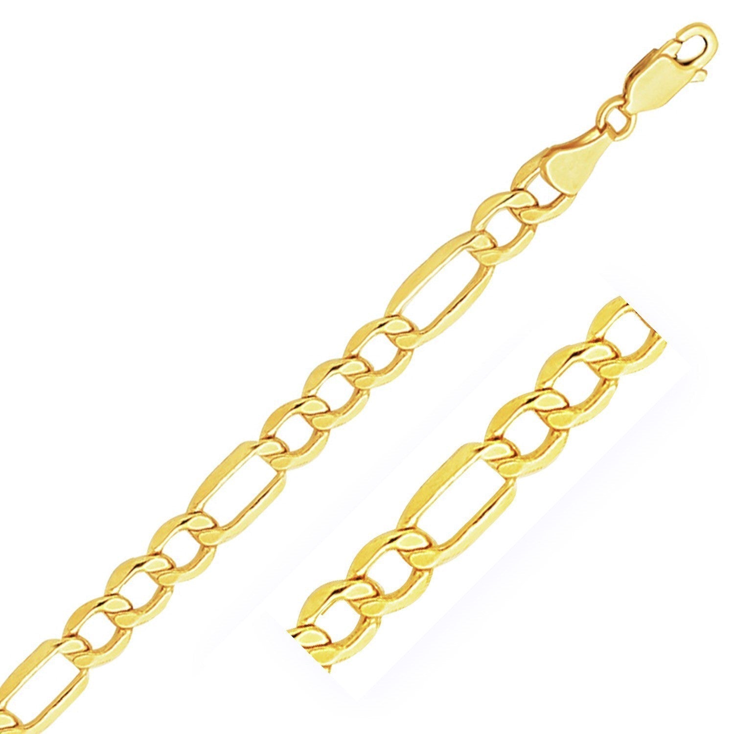 6.5mm 10k Yellow Gold Lite Figaro Chain  DestGlow