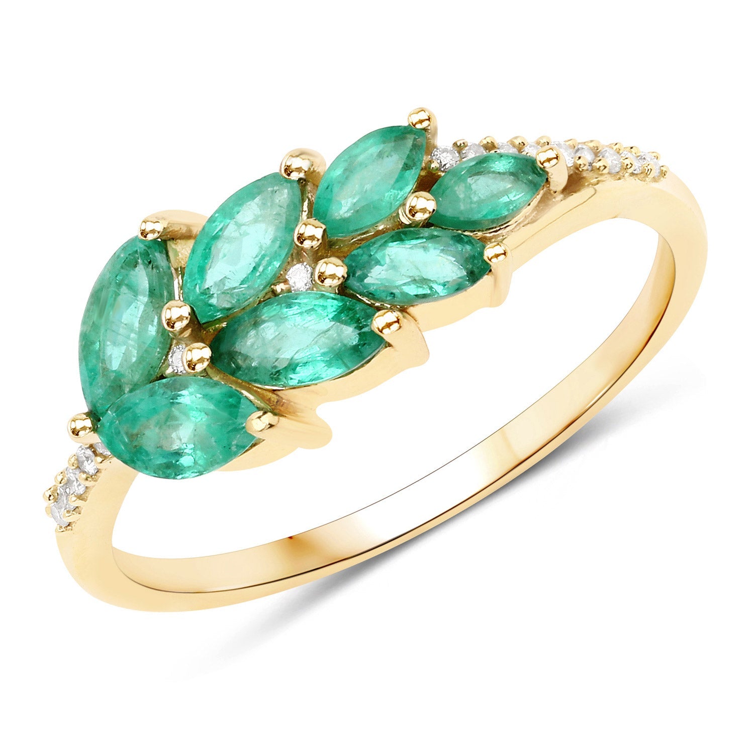 0.68 Carat Genuine Zambian Emerald and White Diamond 14K Yellow Gold Ring by Bids.com
